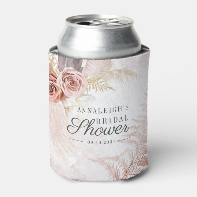 Bridal Shower Script Pampas Grass Terracotta Can Cooler (Can Front)