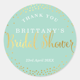 BRIDAL SHOWER SEAL stylish mini gold confetti mint