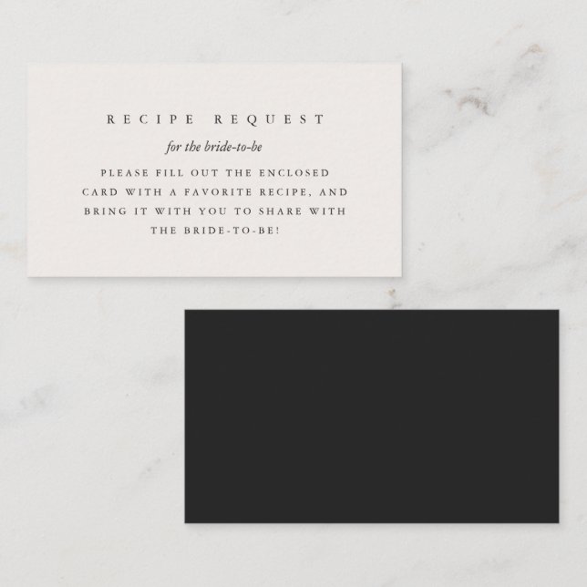 Bridal Shower Share a Recipe Request Taupe Enclosure Card (Front/Back)