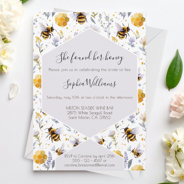 Bridal Shower She's Found Her Honey Bees Floral Invitation (Creator Uploaded)