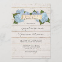 Bridal Shower Shiplap Wooden Board Blue Hydrangea