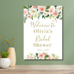 Bridal Shower Sign Elegant Pink Blush Floral Chic<br><div class="desc">Bridal Shower Sign Elegant Gold Pink Blush Floral</div>