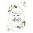 Bridal Shower Sign Greenery Gold Glitters Floral