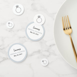 Bridal shower silver engagement ring personalized confetti