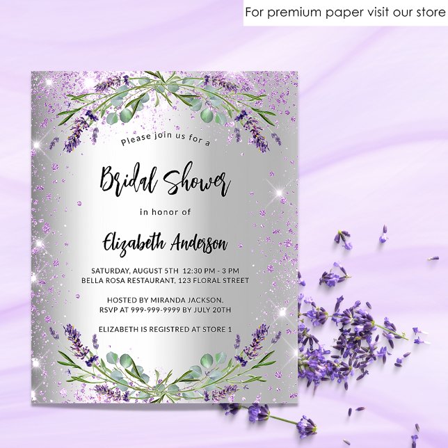 Bridal Shower silver lavender budget invitation Flyer (Creator Uploaded)
