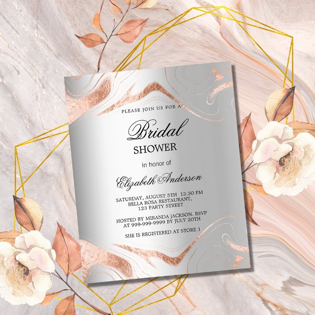Bridal shower silver rose gold budget invitation (Creator Uploaded)