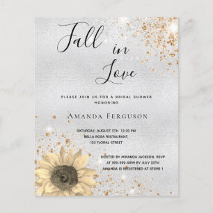 Bridal shower silver sunflower fall invitation