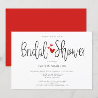 Bridal Shower Simple Black White Red Invitation