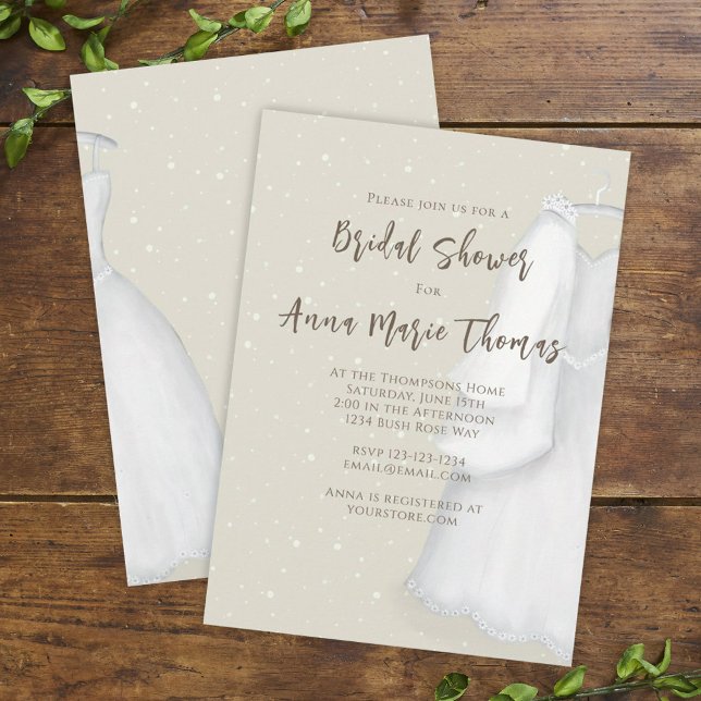 Bridal Shower Simple Minimalist Wedding Dress Invitation (Creator Uploaded)