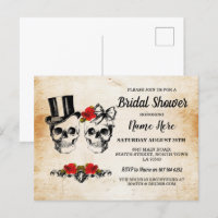 Bridal Shower Skulls Roses Rustic Bow 