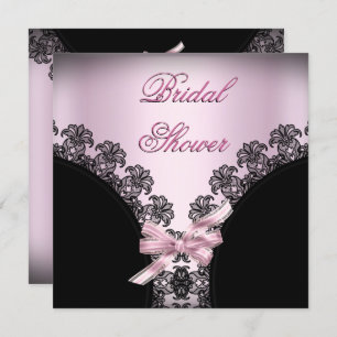 Bridal Shower Soft Pink Black Lace Invitation