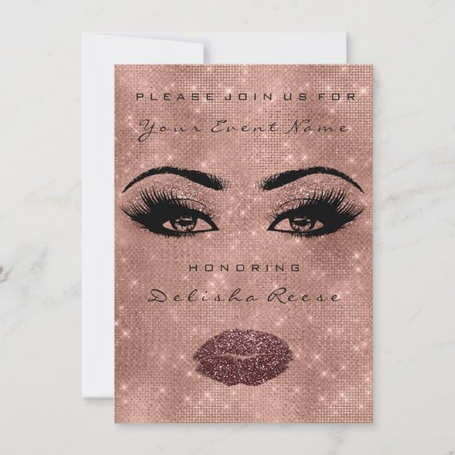 Bridal Shower Spark 16th Rose Spark Glitter Eggpla Invitation (Front)