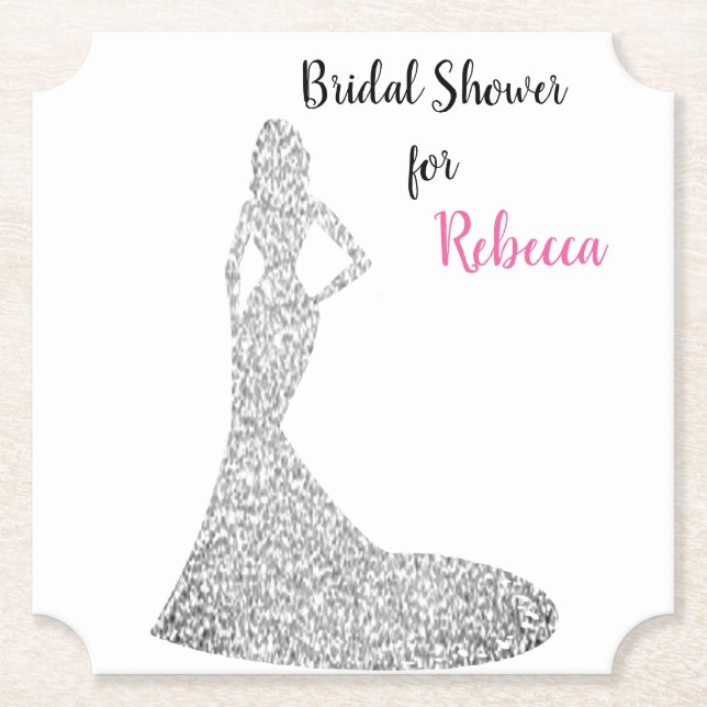 Bridal Shower Sparkle & Shine Paper Coaster (Front)