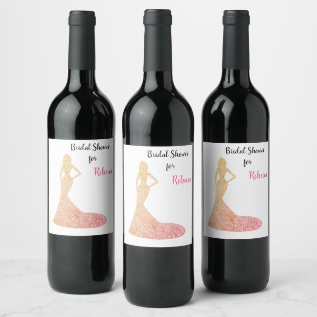 Bridal Shower Sparkle & Shine Wine Label (Bottles)