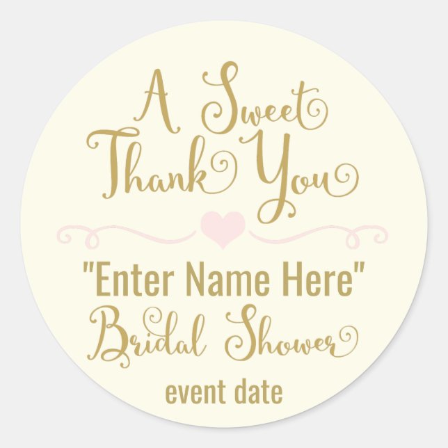 BRIDAL SHOWER STICKER | a sweet thank you (Front)