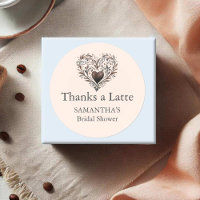 Bridal Shower Stickers Thank You Heart Latte