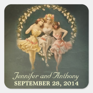 bridal shower stickers with vintage girls