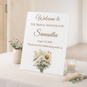 Bridal Shower Summer Daisy Sunflower Welcome Pedestal Sign