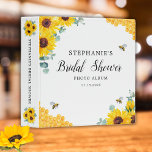 Bridal Shower Sunflower Bee Honeycomb Photo Album Binder<br><div class="desc">This binder has been designed for bridal shower photos. It features a watercolor floral design with sunflowers,  eucalyptus leaves,  honey bees and honeycomb. Personalize it with your own text on the front and spine.</div>