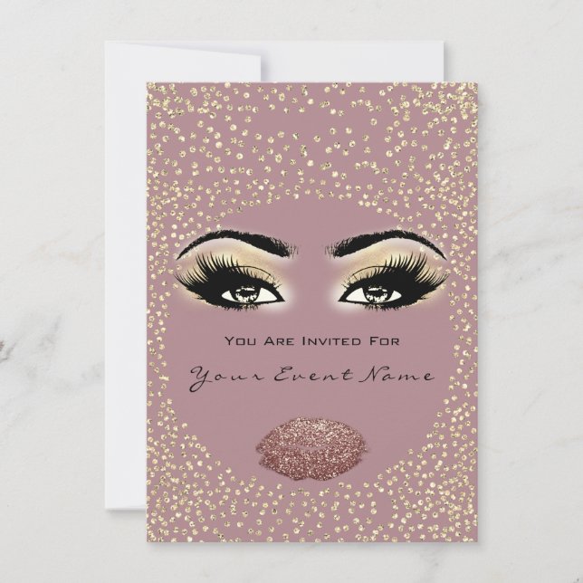 Bridal Shower Sweet 16th Kiss Makeup Blush Invitation (Front)