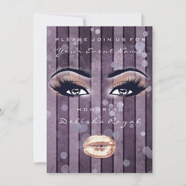 Bridal Shower Sweet 16th Rose Eyes Glitter Purple Invitation (Front)