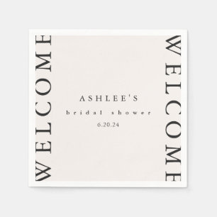Bridal Shower Taupe and Black Typography Welcome  Napkin