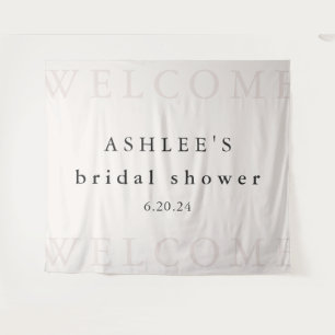Bridal Shower Taupe and Black Typography Welcome  Tapestry