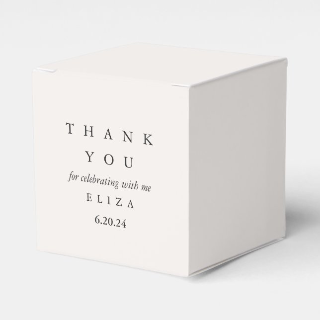 Bridal Shower Taupe Personalized Thank You Favor Box (Front Side)