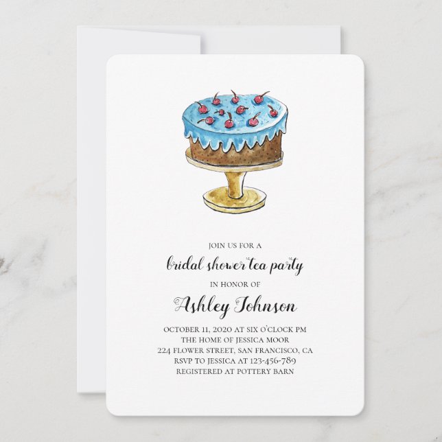 Bridal shower tea cake party. Brunch invitation (Front)
