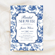 Bridal Shower Tea Party Blue White Chinoiserie