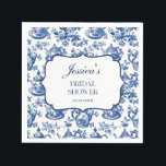 Bridal Shower Tea Party Blue White Chinoiserie Napkin<br><div class="desc">Bridal shower tea party blue and white chinoiserie paper napkins. Beautiful elegant design in navy blue with hand painted botanical accents and teapots. Perfect for a stylish high tea bridal shower.</div>