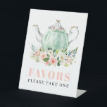 Bridal Shower Tea Party Favour Pedestal Sign<br><div class="desc">Add matching bridal shower tea party signs throughout your event. Place this favours sign at your bridal shower favour table.</div>