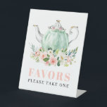 Bridal Shower Tea Party Favour Pedestal Sign<br><div class="desc">Add matching bridal shower tea party signs throughout your event. Place this favours sign at your bridal shower favour table.</div>