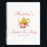 Bridal Shower Tea Party Floral Pink Gold Gift List Notebook<br><div class="desc">Watercolor Floral Pink Blush and Gold Bridal Shower Tea Party Gift List Notebook</div>