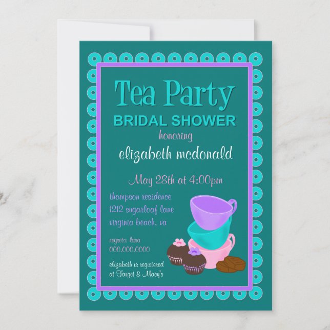 Bridal Shower Tea Party Invitation (Front)
