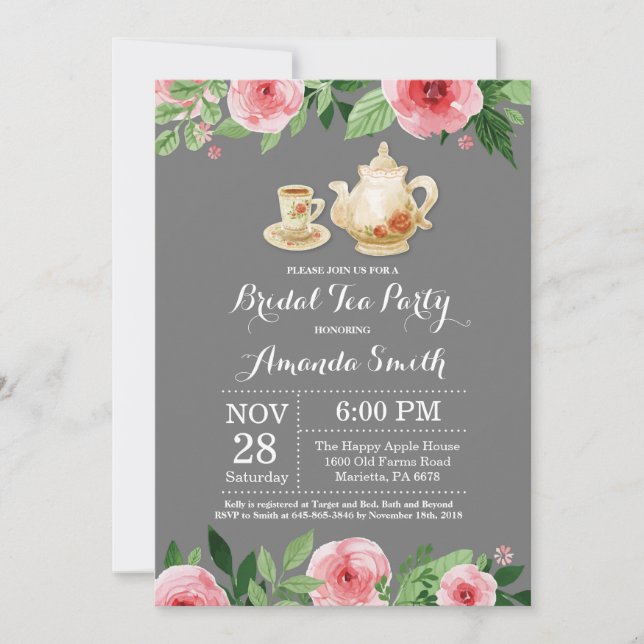 Bridal Shower Tea Party Invitation (Front)