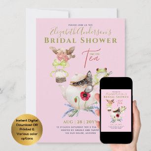 Bridal Shower Tea Party Invitations Cute Fun 