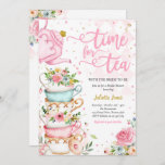 Bridal Shower Tea Party Pink And Gold Floral Invitation<br><div class="desc">Bridal Shower Tea Party Pink And Gold Floral Invitation 
All designs are © PIXEL PERFECTION PARTY LTD</div>