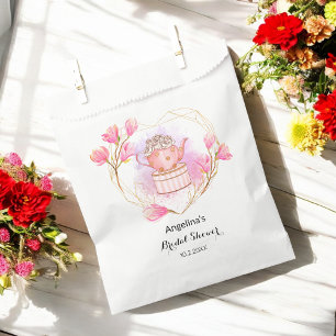 Bridal Shower Tea Party Pink Rose Gold Favour Bag
