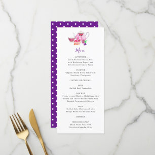 Bridal Shower Tea Party Purple Teapot Menu