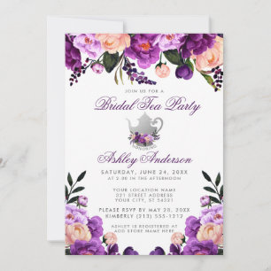 Bridal Shower Tea Party Purple Ultra Violet Invite