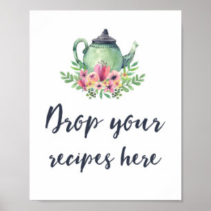Bridal Shower Tea Party Recipes Sign