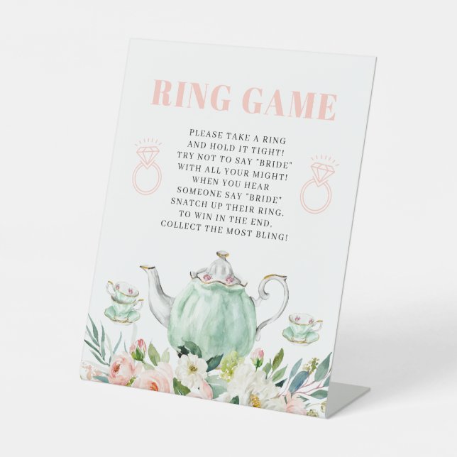 Bridal Shower Tea Party Ring Game Sign (Front)