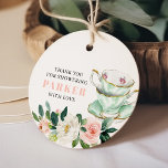 Bridal Shower Tea Party Round Favour Tags<br><div class="desc">Say Thank You with these lovely editable favour thank you tags! These are great for welcome bags,  favours or gifts! Easily personalize it with your name and message! 

See the entire Bridal Shower Tea Party collection for more matching items!</div>