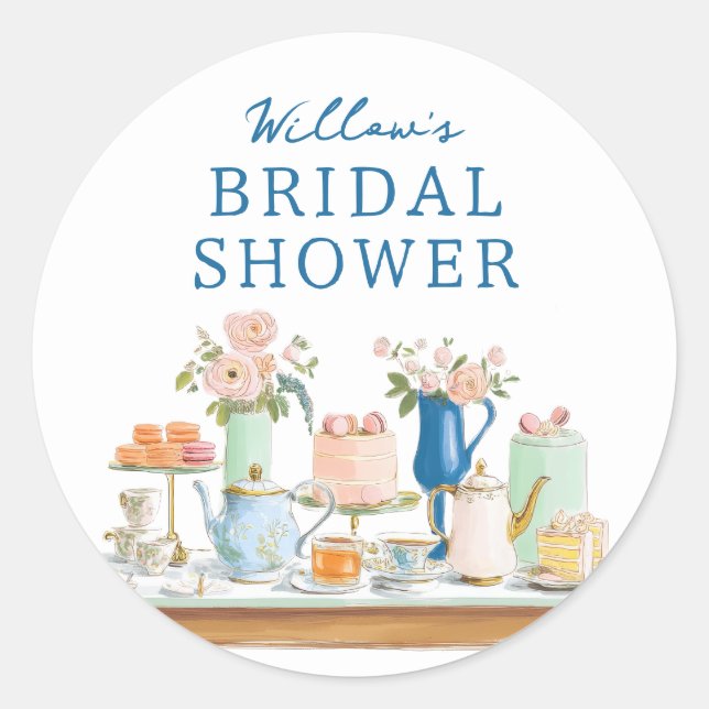 Bridal Shower Tea Party Stickers (Front)