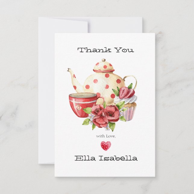 Bridal Shower Tea Party Thank You Card (Front)