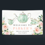 Bridal Shower Tea Party Vinyl Welcome Banner<br><div class="desc">Celebrate your the bride to be with this beautiful modern pink floral Bridal Shower Tea Party banner! Easily edit the name and event!

See our entire Bridal Shower Tea Party collection for more matching items!</div>