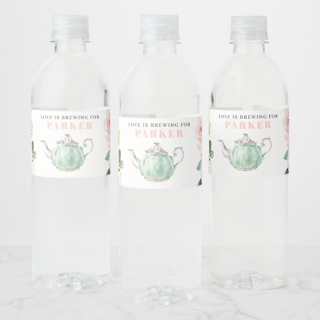 Bridal Shower Tea Party Water Bottle Labels (Bottles)