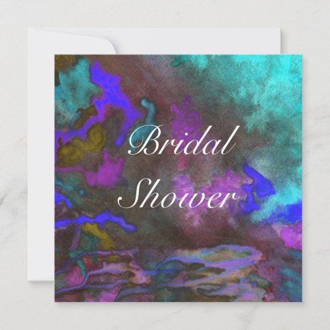 Bridal Shower Teal Fusion 2 Wedding Invitation (Front)