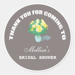 Bridal shower thank you brown stickers. classic round sticker